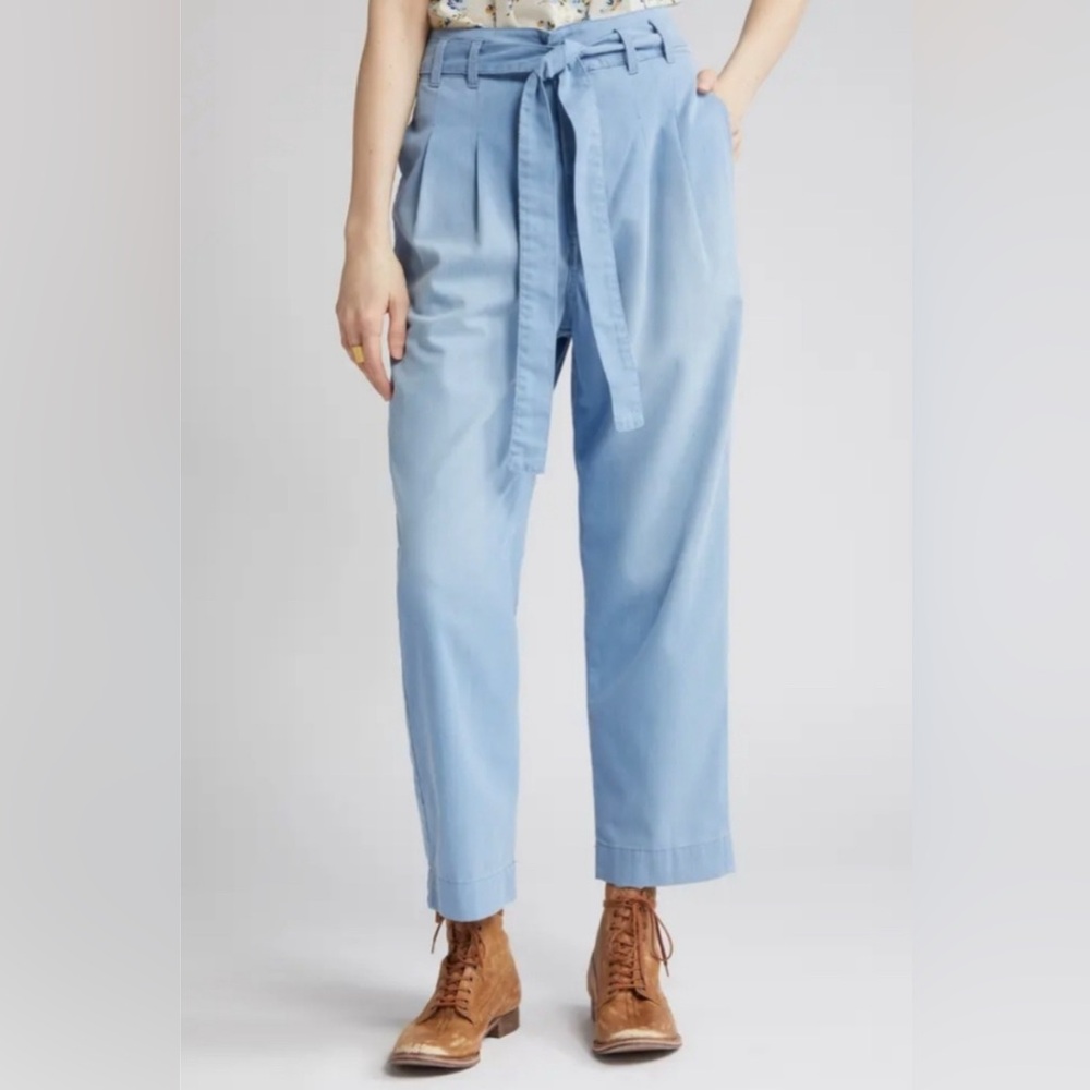 The GREAT. statesman pleated cuffed trouser in navy blue Pants 26
